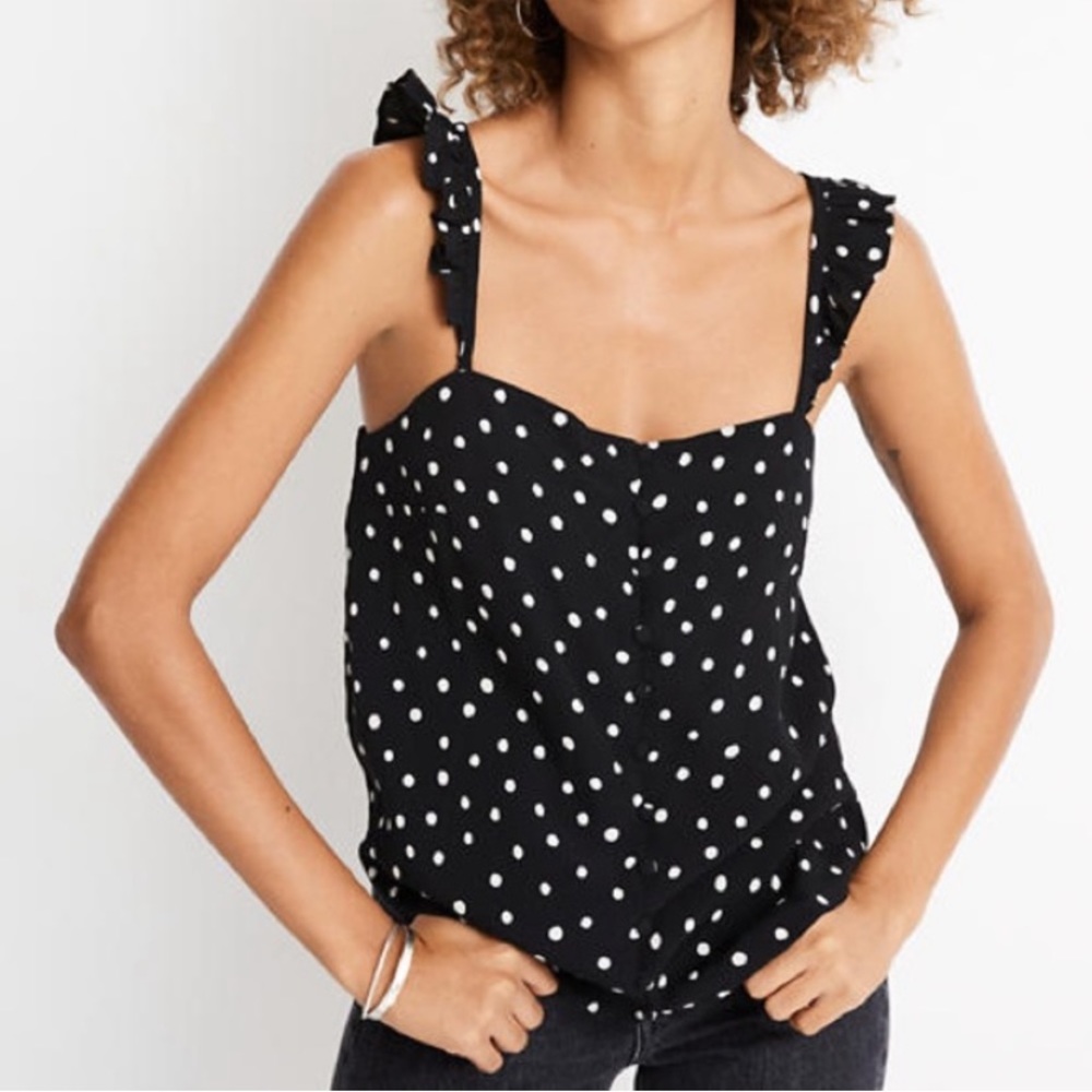 Madewell | Tops | Ruffle strapped Cami Top in Painted Dots | Size 2